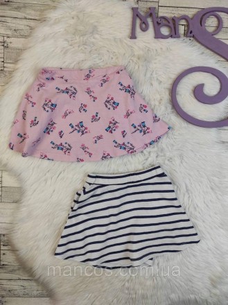 Детская юбка для девочки набор из двух штук розовая с цветочным принтом белая с . . фото 2
