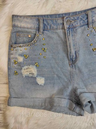 Женские джинсовые шорты Fashion голубые с камнями 
Состояние: б/у, в очень хорош. . фото 3