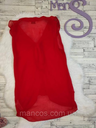 Женская блуза Miss Selfudige красная прозрачная без рукавов 
Состояние: б/у, в о. . фото 5
