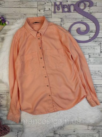 Женская рубашка Marks & Spencer светло-оранжевого цвета 
Состояние: б/у, в отлич. . фото 2
