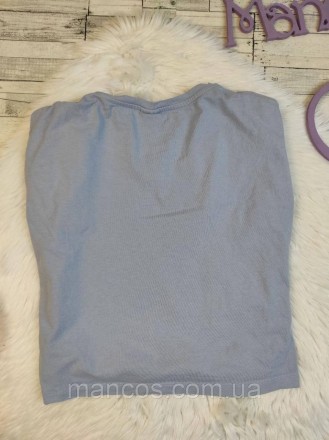 Детская футболка Zara для девочки голубая со стразами и подплечниками 
Состояние. . фото 4
