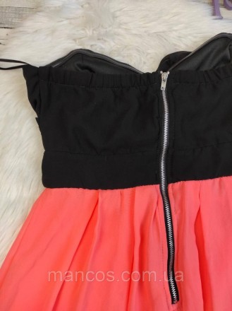 Женское коктейльное платье Tally Weijl чёрное с оранжевым гипюр с подкладом 
Сос. . фото 6