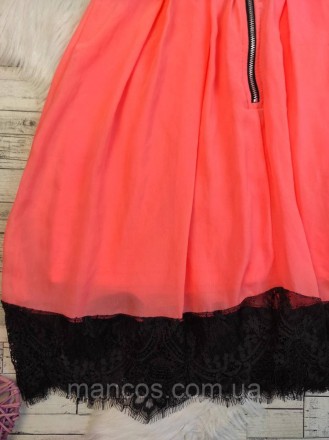 Женское коктейльное платье Tally Weijl чёрное с оранжевым гипюр с подкладом 
Сос. . фото 7