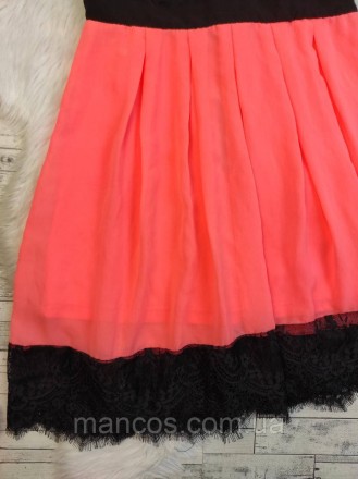 Женское коктейльное платье Tally Weijl чёрное с оранжевым гипюр с подкладом 
Сос. . фото 4