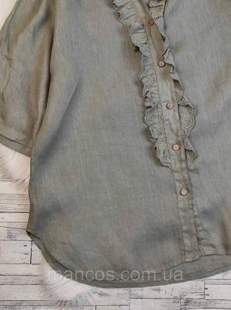 Женская льняная рубашка Acqua&Limone Florence цвета хаки 
Состояние: б/у, в отли. . фото 4