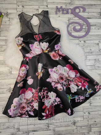 Женское атласное платье Pinko чёрное с цветочным принтом 
Состояние: б/у, в идеа. . фото 2