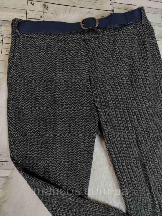 Женские брюки Odessa темно-серые с принтом ёлочка с поясом 
Состояние: б/у, в от. . фото 3
