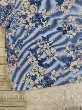 Женское блуза голубая полосатая с цветочным принтом футболка
Состояние: б/у, в о. . фото 7