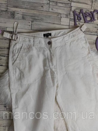 Женские льняные брюки белого цвета с карманами 
Состояние: б/у, в идеальном сост. . фото 3
