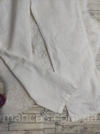 Женские льняные брюки белого цвета с карманами 
Состояние: б/у, в идеальном сост. . фото 4