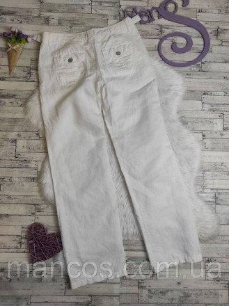 Женские льняные брюки белого цвета с карманами 
Состояние: б/у, в идеальном сост. . фото 5