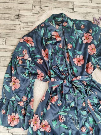 Женское атласное платье на запах Topshop синее с цветочным принтом 
Состояние: б. . фото 4