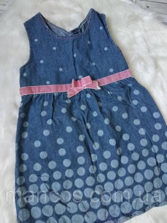 Джинсовое платье сарафан на девочку синего цвета в горошек 
В идеальном состояни. . фото 3
