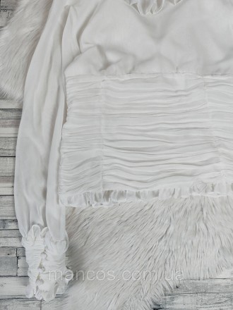 Женская белая блуза с длинным рукавом прозрачная с оборками 
Состояние: б/у, в о. . фото 7