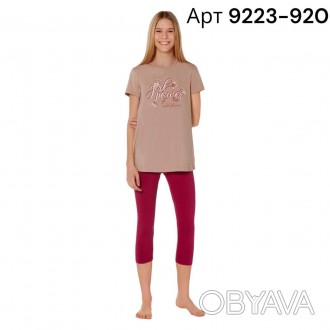 Піжама для дівчинки футболка з лосинами ТМ Baykar арт. 9223-920 - це комфортна м. . фото 1
