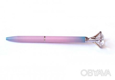 Ручка кулькова металева з декором у вигляді кристала, рожева ST-1
 
Ручка шарико. . фото 1