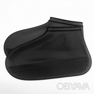 Бахилы на обувь силиконовые от воды и грязи (XL, Black) | Многоразовые бахилы-че