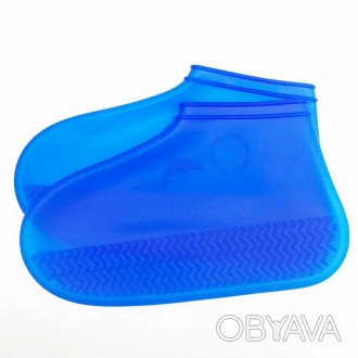 Бахилы на обувь силиконовые от воды и грязи (XL, Blue) | Многоразовые бахилы-чех
