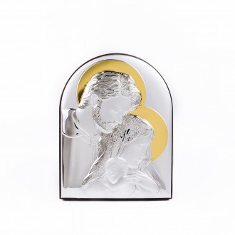 Серебряная икона Святая Семья с позолотой арочной формы 10,4х8,3см без рамки
 
 . . фото 2
