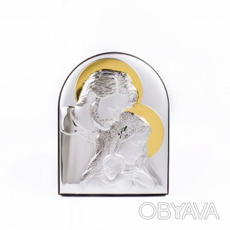 Серебряная икона Святая Семья с позолотой арочной формы 10,4х8,3см без рамки
 
 . . фото 1