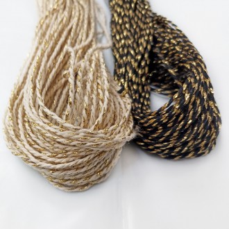 Декоративный шпагат для плетения декорации декупа - золотой миксовый хлопковый ш. . фото 3