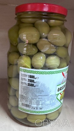 Оливки гиганты "Yunus" зеленые с косточкой 2650 гЗеленые оливки с косточкой Yunu. . фото 1
