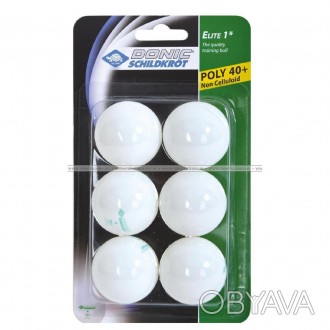Мяч для настольного тенниса Donic Elite 1* Poly 40+ (6шт.) plastic 40 мм white.
. . фото 1