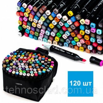 Набір скетч маркерів 120 кольорів двосторонні Touch Raven 120 шт./уп. у сумці дл. . фото 2