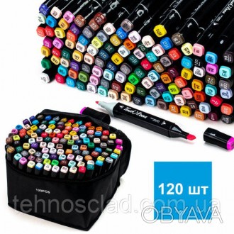 Набір скетч маркерів 120 кольорів двосторонні Touch Raven 120 шт./уп. у сумці дл. . фото 1