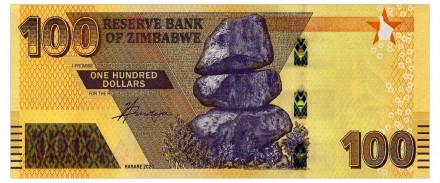 ЗИМБАБВЕ — ZIMBABWE 100 DOLLARS 2020 Unc No144. . фото 2