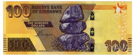 ЗИМБАБВЕ — ZIMBABWE 100 DOLLARS 2020 Unc No144. . фото 1