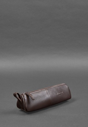 Темно-коричневий шкіряний пенал-несесер призначений для зберігання і перенесення. . фото 4