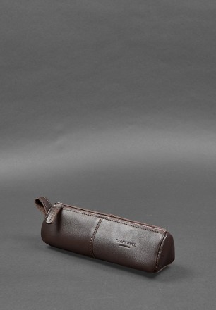 Темно-коричневий шкіряний пенал-несесер призначений для зберігання і перенесення. . фото 5