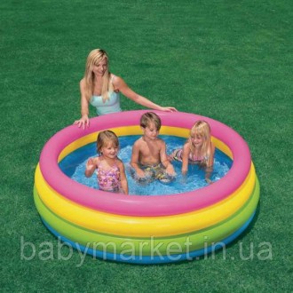 Дитячий басейн Intex 57422 Симпатичний барвистий басейн має м'які надувні борти,. . фото 5