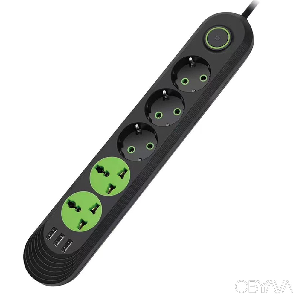 ᐈ Сетевой фильтр F02U, 3 розетки EU + 2 розетки Universal + 3 USB, 1.5 ...