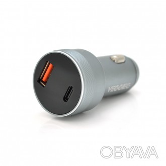 
	АЗУ VEGGEIG QC-C201 с цифровым дисплеем - для зарядки твоих гаджетов в автомоб. . фото 1