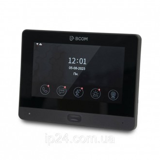  Відеодомофон BCOM BD-760FHD/T Black з кольоровим сенсорним 7-дюймовим IPS-екран. . фото 2