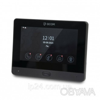  Відеодомофон BCOM BD-760FHD/T Black з кольоровим сенсорним 7-дюймовим IPS-екран. . фото 1