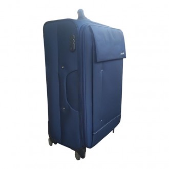 Якісна дорожня валіза на 4 колесах сиьго кольору виконана з щільної тканини Cord. . фото 2