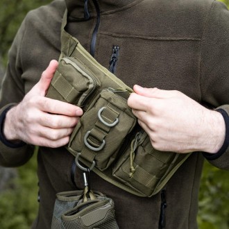 Тактична сумка на пояс із системою MOLLE поясна сумка Belt армійська хакі 35х16х. . фото 2