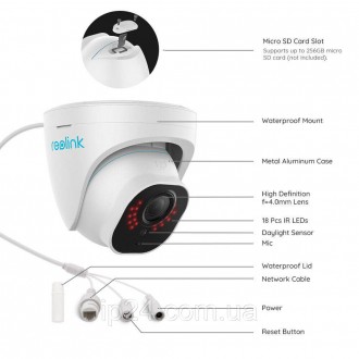 IP камера Reolink RLC-822A – 4K интеллектуальная PoE-камера с 3-кратным оптическ. . фото 5
