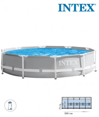 
Каркасний басейн круглий 305 x 76 см Intex насос-фільтр картриджний: 1250 л/год. . фото 8