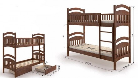 Дерев'яне ліжко Жасмин – чудове рішення, коли потрібно забезпечити спальні місця. . фото 3