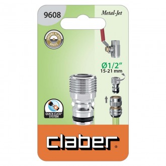 Claber Metal-Jet 9608 - насадка-конектор на садовий кран для підключення будь-як. . фото 3