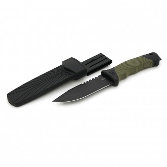 
	Нож тактический H-5111 с пластиковыми ножнами. Нож имеет упоры у основания лез. . фото 2