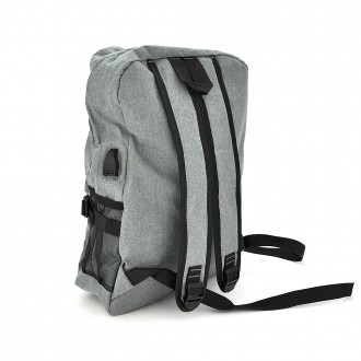 
	Рюкзак для ноутбука 15.6 дюймов серого цвета изготовлен из прочного нейлона, ч. . фото 3