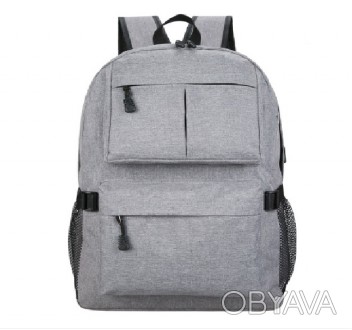 
	Рюкзак для ноутбука 15.6 дюймов серого цвета изготовлен из прочного нейлона, ч. . фото 1