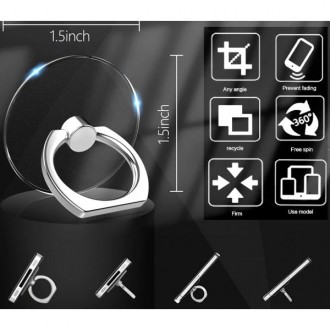 Прозрачное кольцо-подставка для смартфона с поворотом на 360 градусов. Удобное р. . фото 4