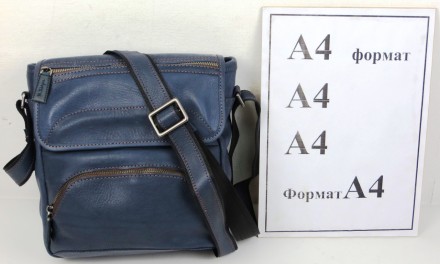
 Шкіряна чоловіча наплічна сумка Михайло Іхтяр 45032 Синя Виріб виконаний із як. . фото 11
