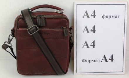 
 Чоловіча шкіряна сумка барсетка Mykhail Ikhtyar 45033 Бордова Виріб виконаний . . фото 10